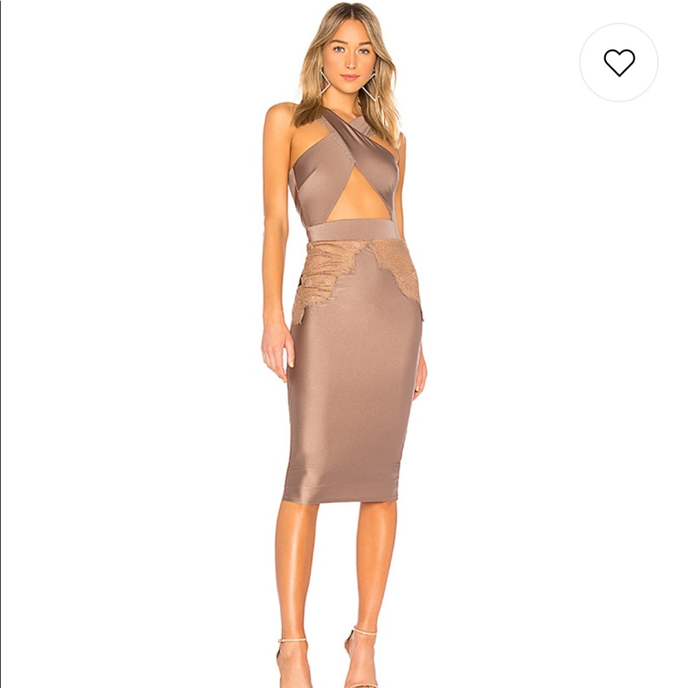 ONLY WORN ONCE! Michael Costello Midi in Taupe